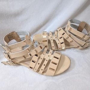 Beige & Gold Strappy Sandals